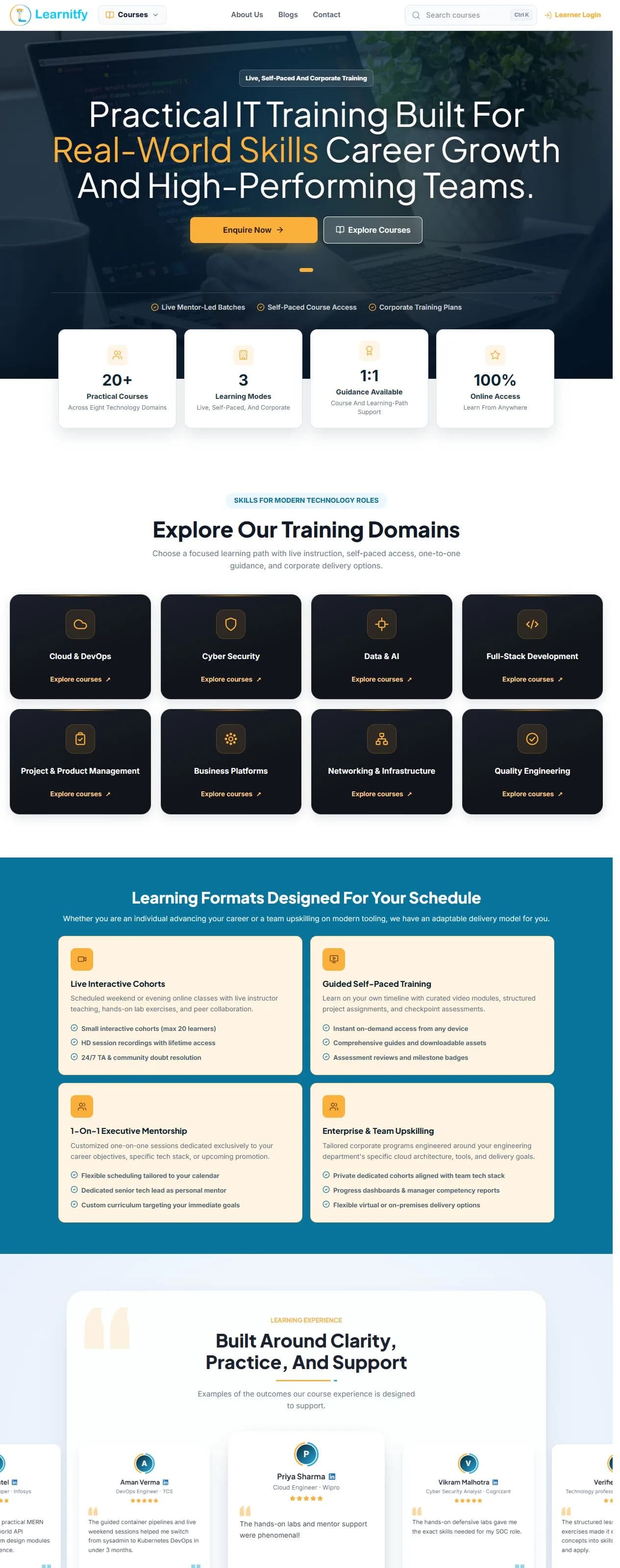 Learnitfy public website screenshot