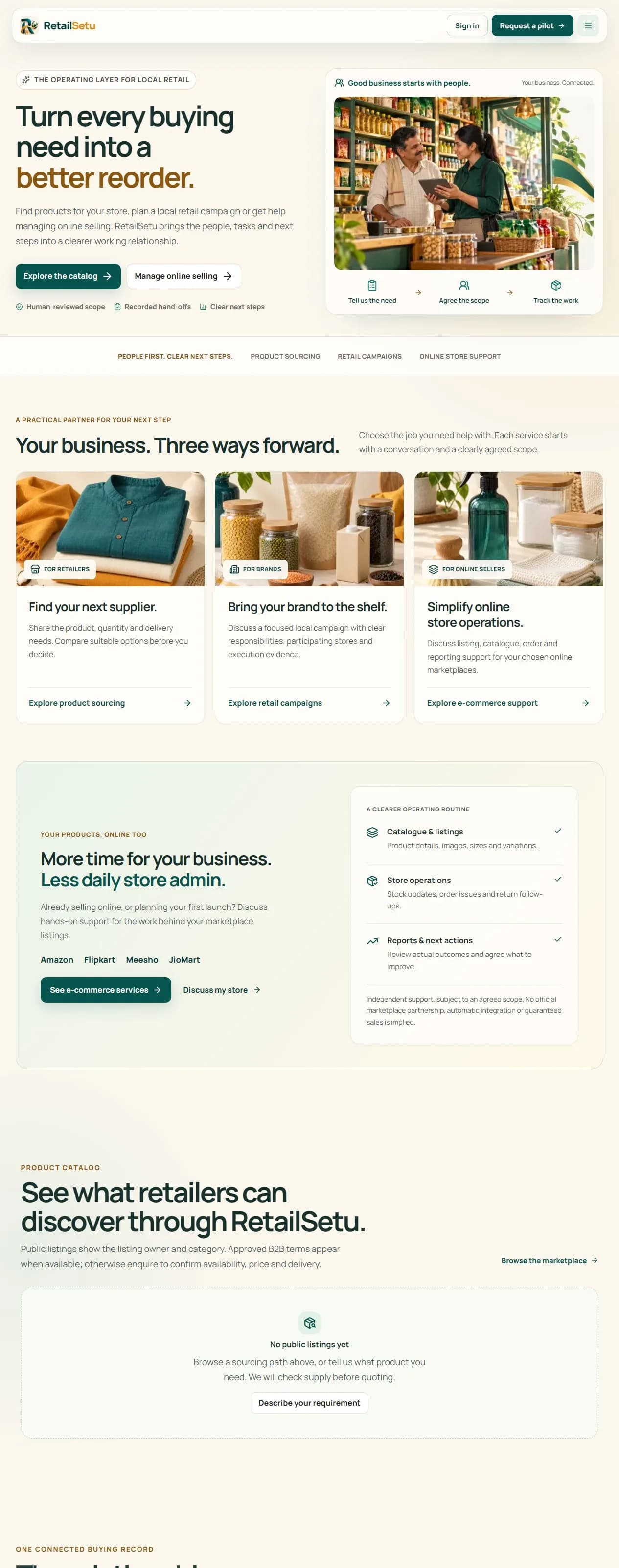RetailSetu public website screenshot